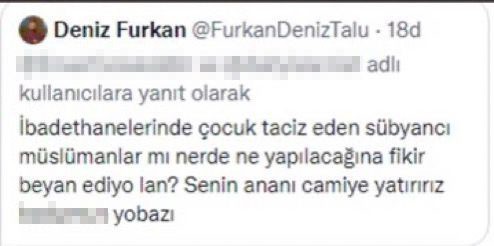 Sosyal medya hesabından İslam dinine, Müslümanlara hakaret eden ve hakkında İstanbul Cumhuriyet Başsavcılığınca soruşturma başlatılan Deniz ...