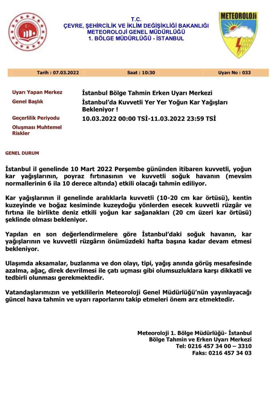 İstanbul Valisi Ali Yerlikaya, Meteoroloji Bölge Müdürlüğü’nden alınan son verileri sosyal medya hesabında paylaşarak vatandaşları uyardı. Vali ...