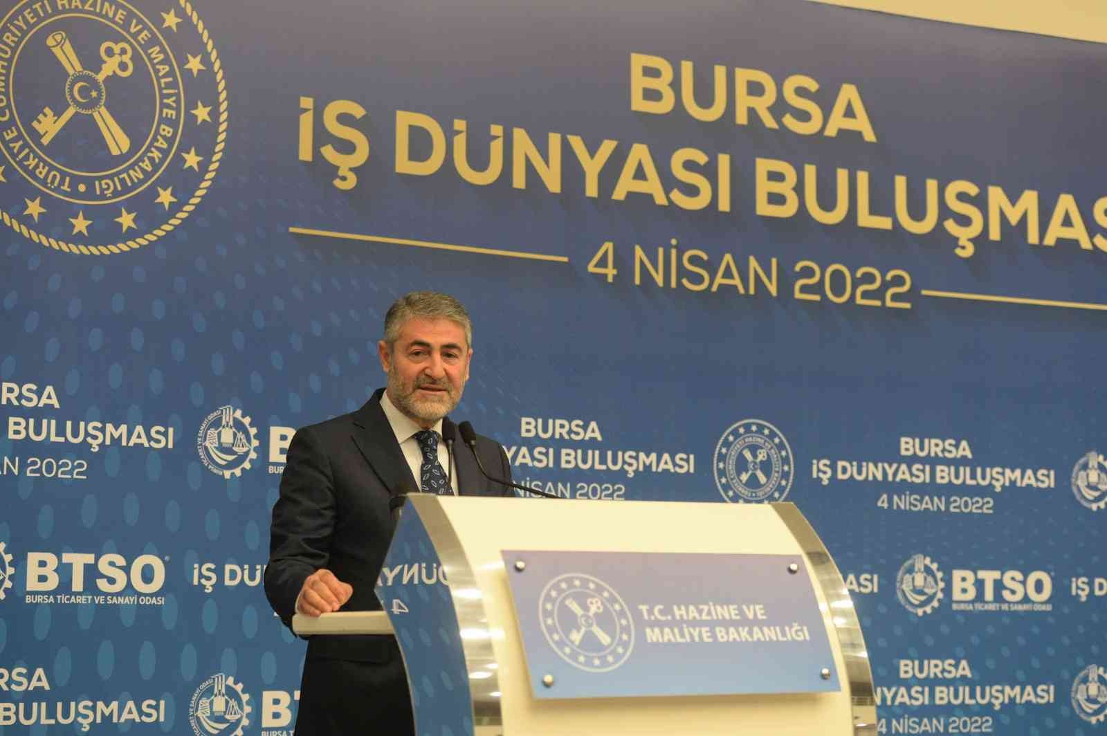 Bursa Ticaret ve Sanayi Odası (BTSO) ev sahipliğinde düzenlenen ’Bursa İş Dünyası Buluşması’ toplantısına katılan Hazine ve Maliye Bakanı ...