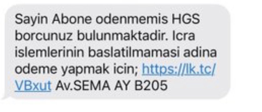 Dolandırıcılar sahte HGS borcu mesajı göndererek kullanıcıları ağlarına düşürmeye çalışıyor. Tuzağa düşmeyen kullanıcılar sosyal medyada ...