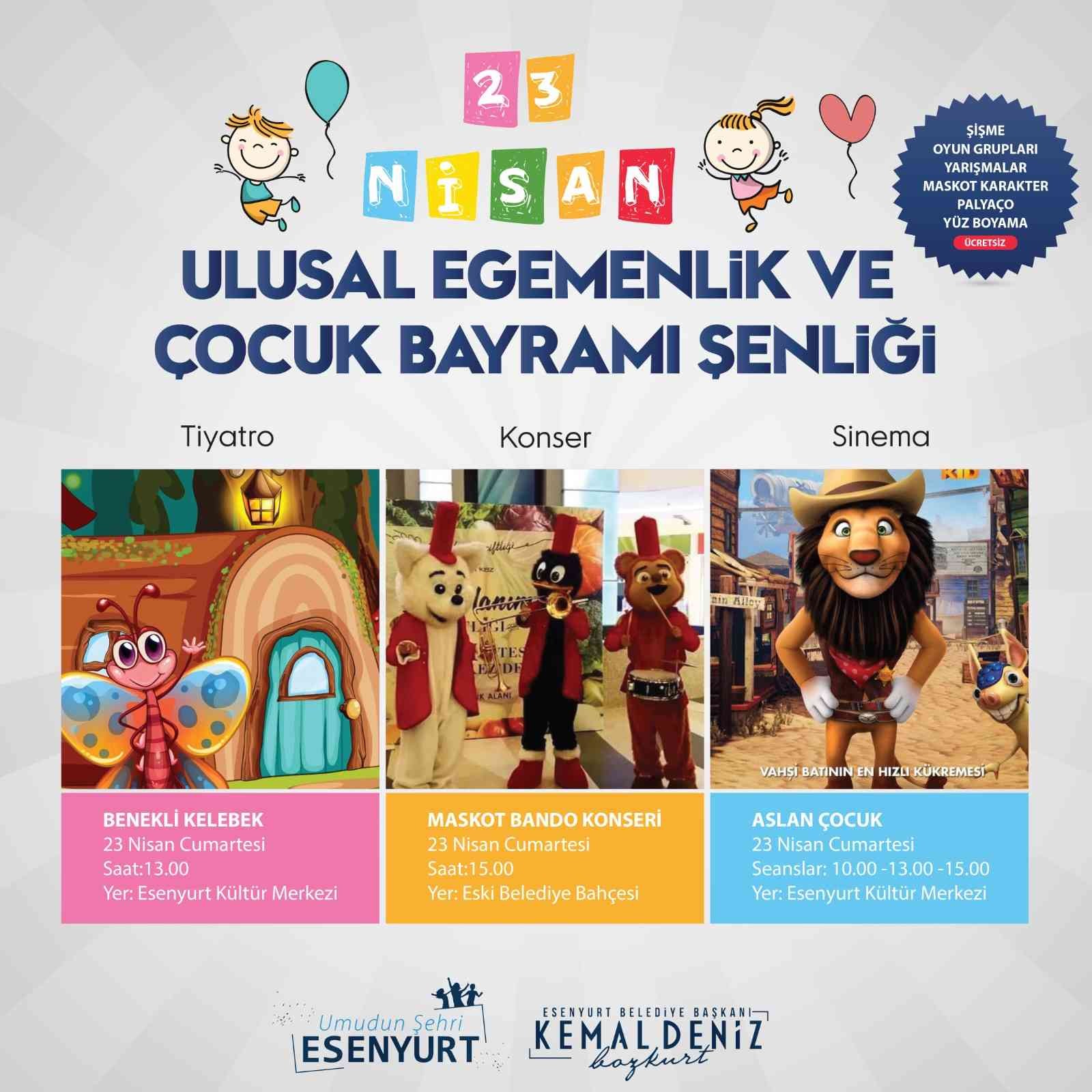 Esenyurt Belediyesi, 23 Nisan Ulusal Egemenlik ve Çocuk Bayramı’nı "Çocuk Şenliği" ile kutlayacak. Birbirinden renkli etkinliklerle çocuklar ...