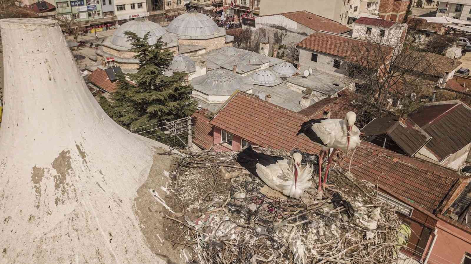 Bursa Yenişehir’deki tarihi saat kulesini yuva edinen leylek çifti, bu bahar da geleneği bozmadı. Yenişehir Belediye Başkanı Davut Aydın’ın ...