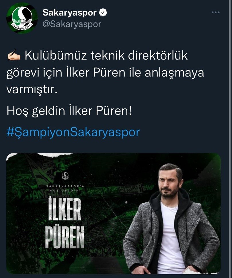 Tuncay Şanlı ile yolları ayırdıktan sonra teknik direktör arayışına giren Sakaryaspor, İlker Püren ile anlaşmaya varıldığını duyurdu. TFF 1. Lig ...