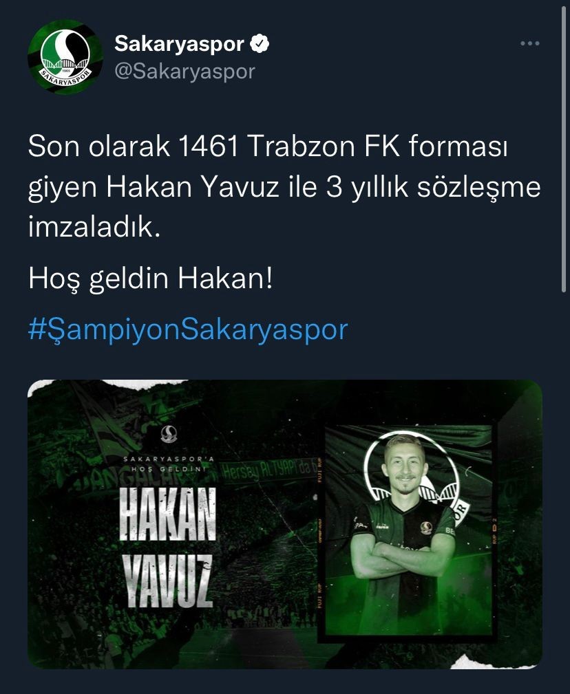 Sakaryaspor, 1461 Trabzon FK forması giyen Hakan Yavuz ile 3 yıllık sözleşme imzaladığını duyurdu. Spor Toto 1. Lig’e yükselen Sakaryaspor’da ...